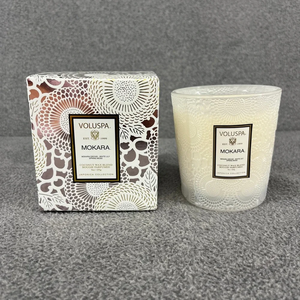 Voluspa Mokara Scented Candle‎ Women 9oz White Coconut Wax Japonica Floral 7348